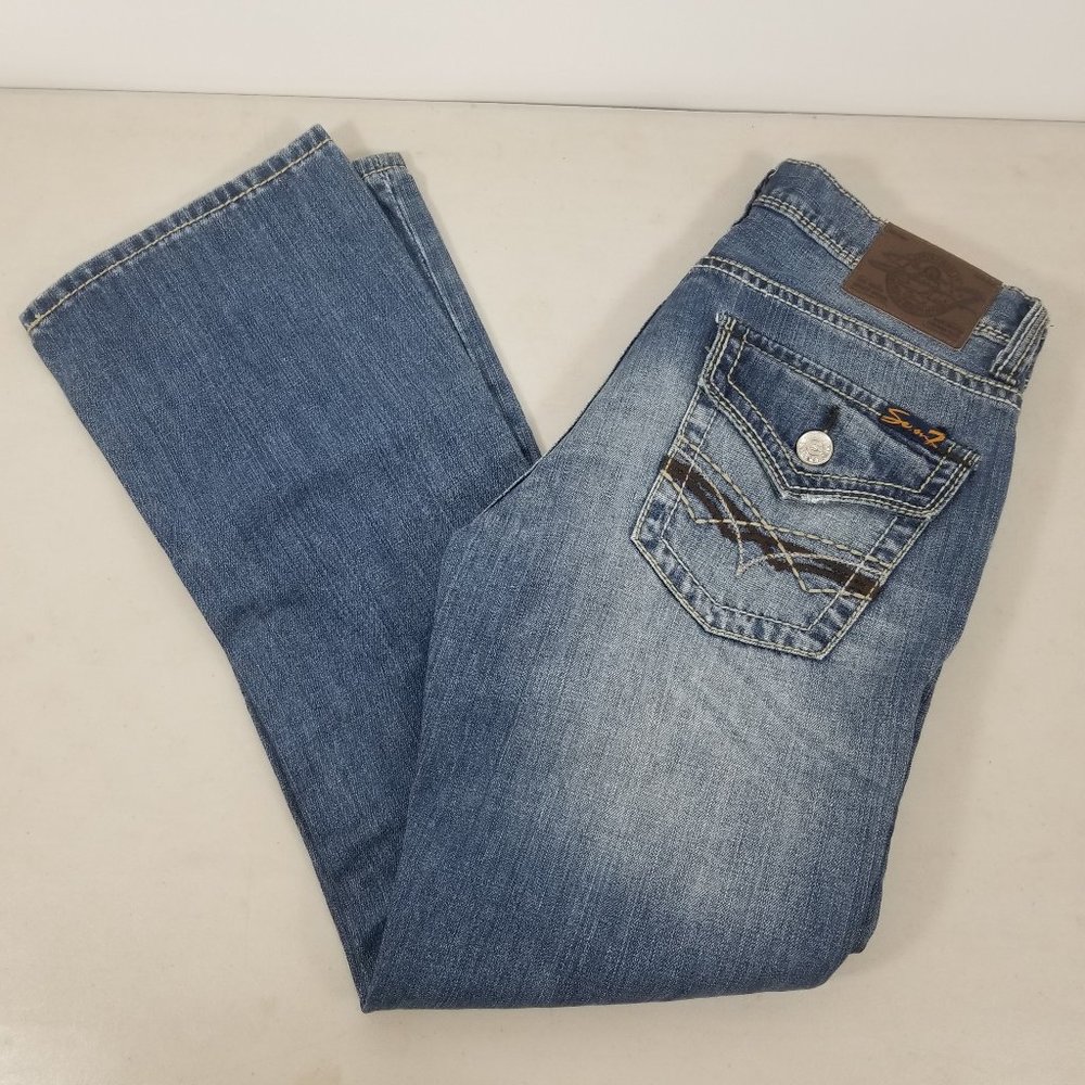 Seven 7 Boot cut Jeans Distressed Stretch Size 30